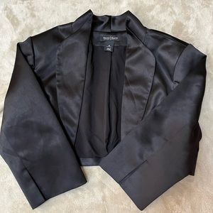 White House Black Market Satin Crop Jacket with 3/4 Split Sleeve